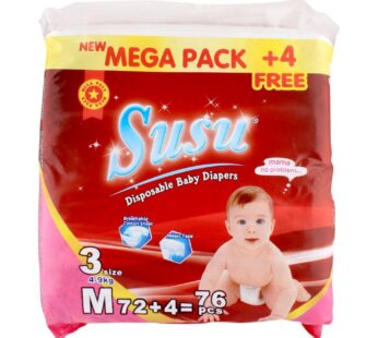 Susu Disposable Baby Diapers, No. 3, Medium, 4-9KG, 76-Pack