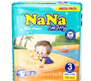 Nana Smarty baby diaper Mega pack size 3 midium 74 pcs 4to11kg