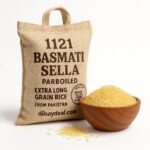 Basmati Sella 1121 Rice – Extra long grain parboiled golden rice from Pakistan, export quality, perfect for biryani and pulao